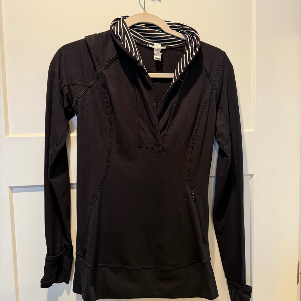 Lululemon Athletica Black Zip Up with Striped Collar